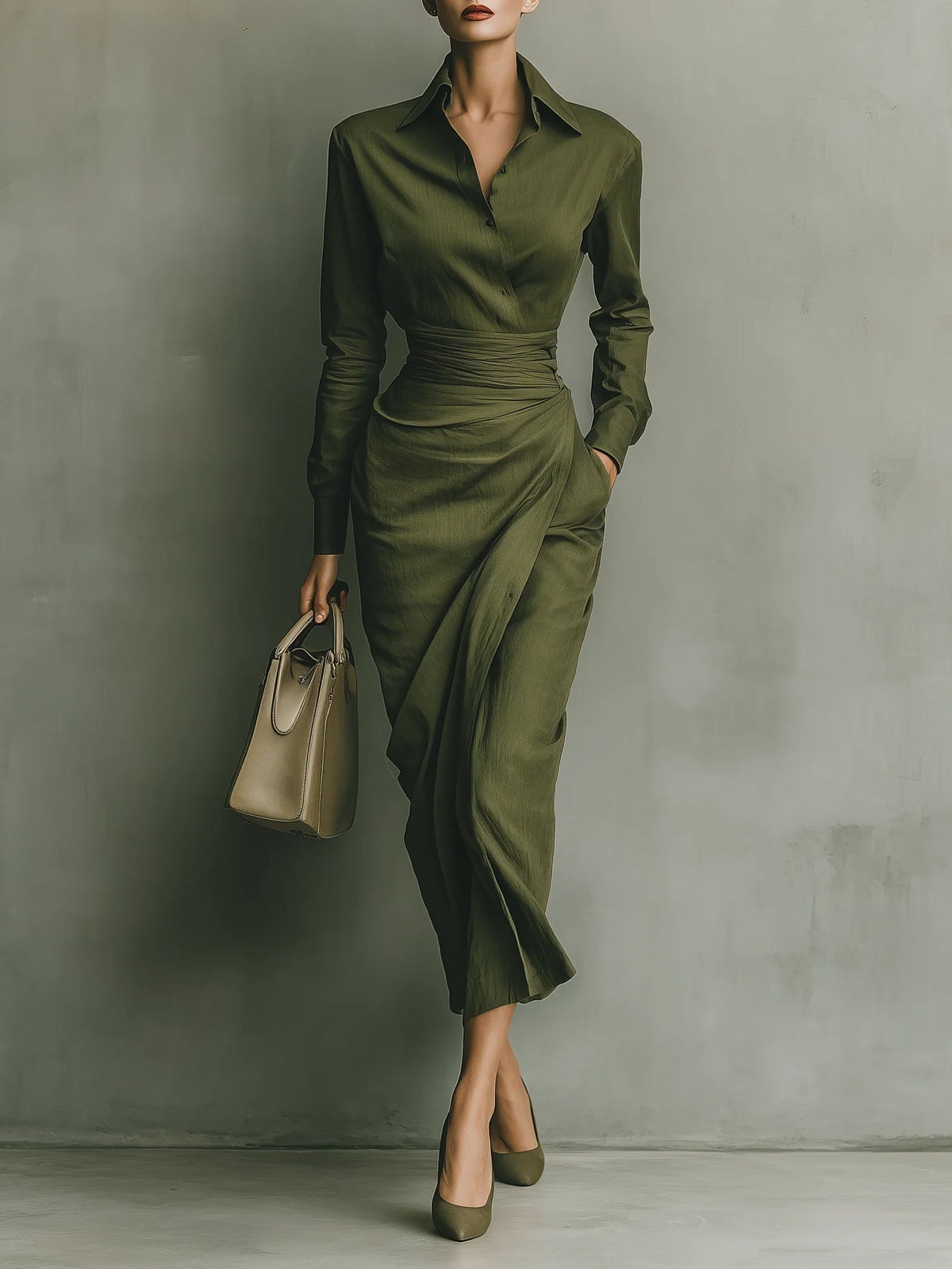 Noelle | Army Green Maxi Dress – Wells & Rose