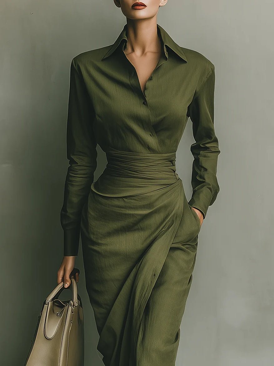 Noelle | Army Green Maxi Dress – Wells & Rose