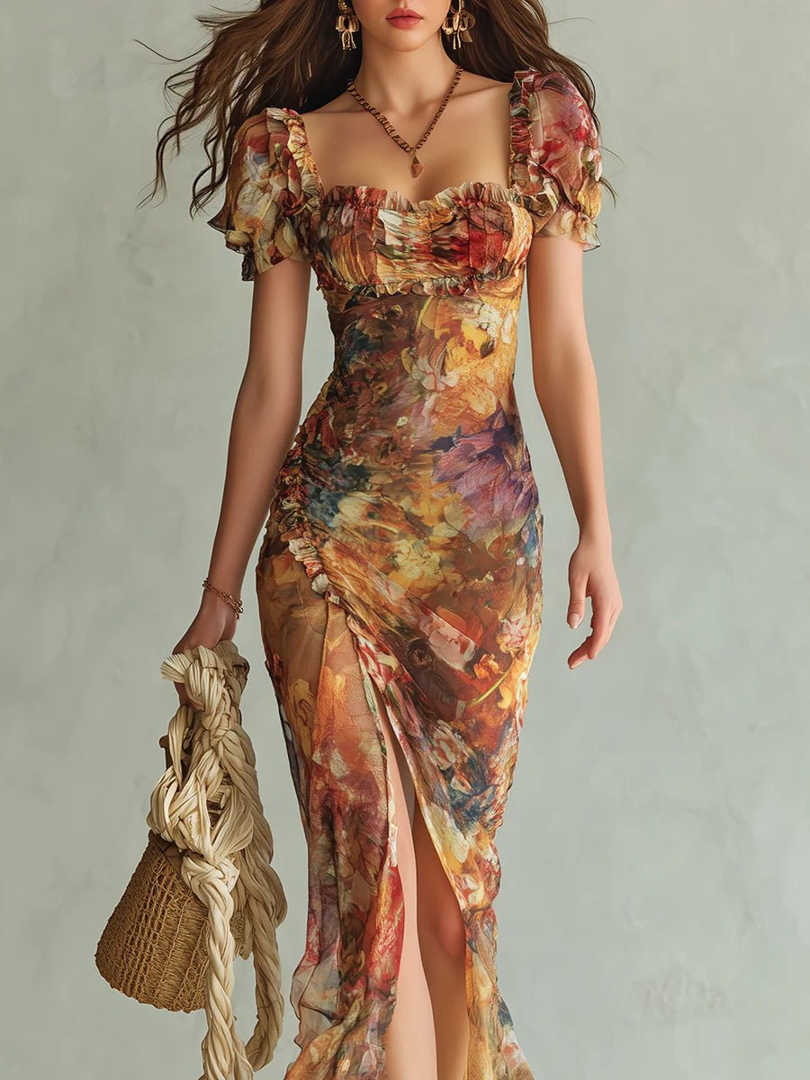 Colette | Oil Painting Print Maxi Dress – Wells & Rose