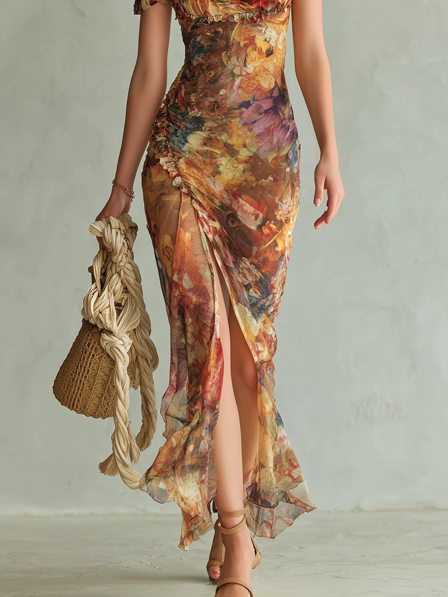 Colette | Oil Painting Print Maxi Dress – Wells & Rose