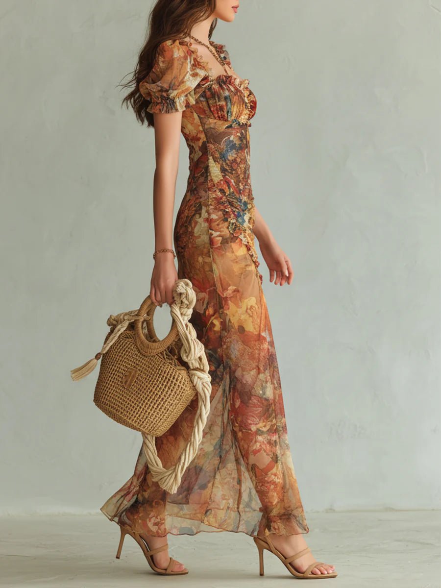 Colette | Oil Painting Print Maxi Dress – Wells & Rose
