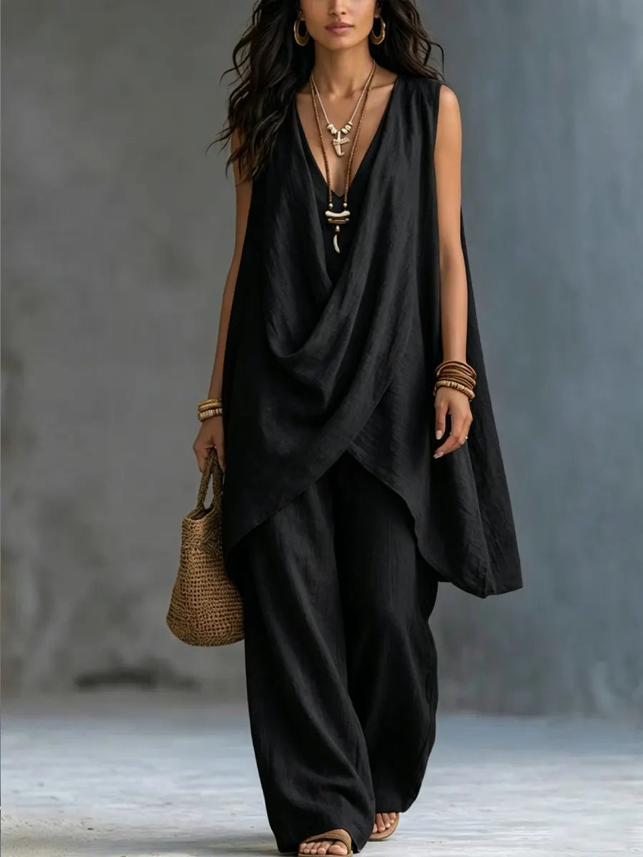 Geneva | Draped Suit with Wide Pants