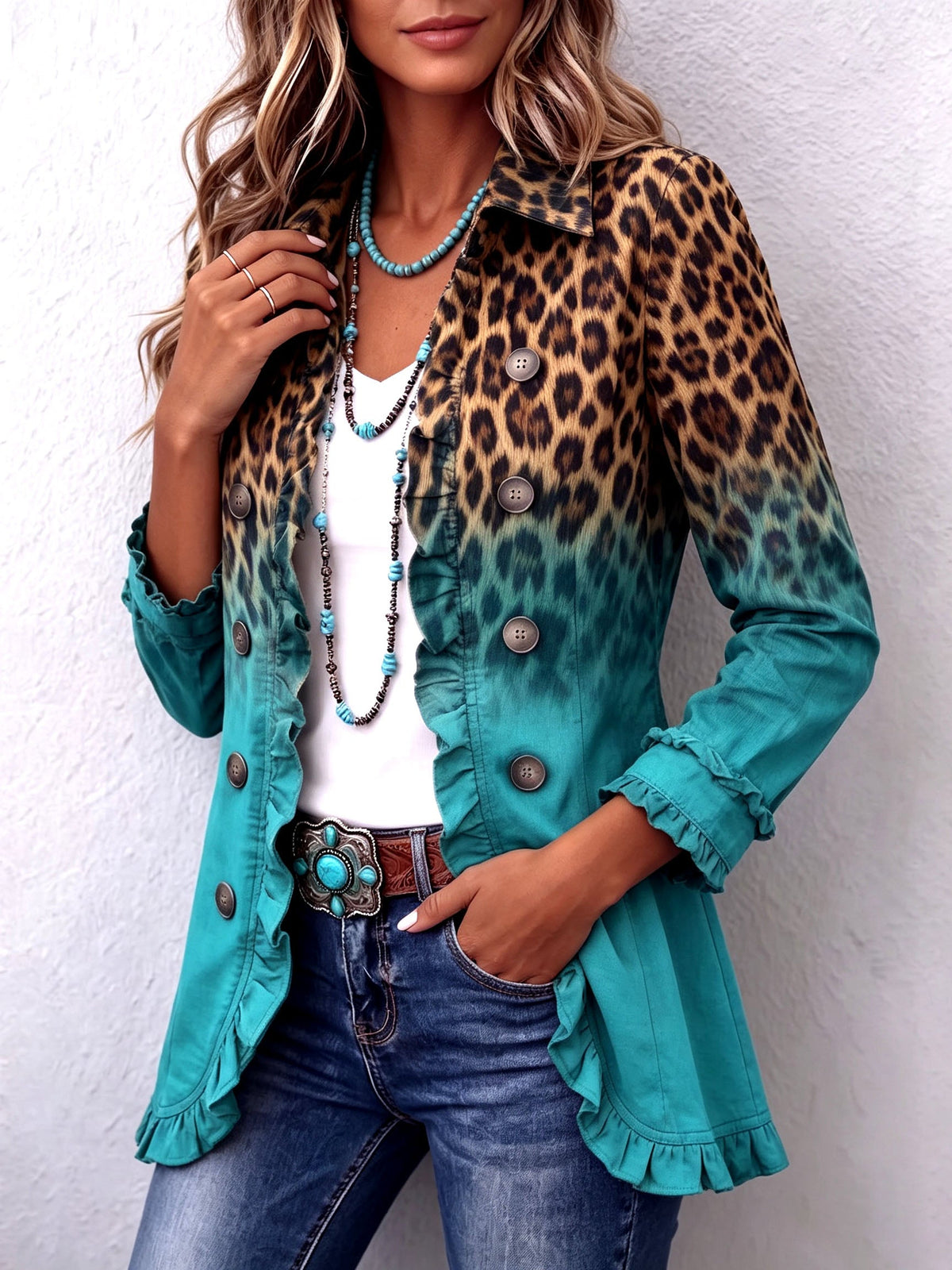ELSPETH Ombré Leopard Blazer – view 2