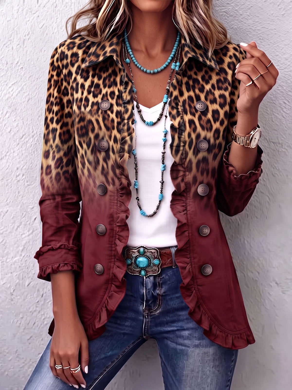 ELSPETH Ombré Leopard Blazer – view 5