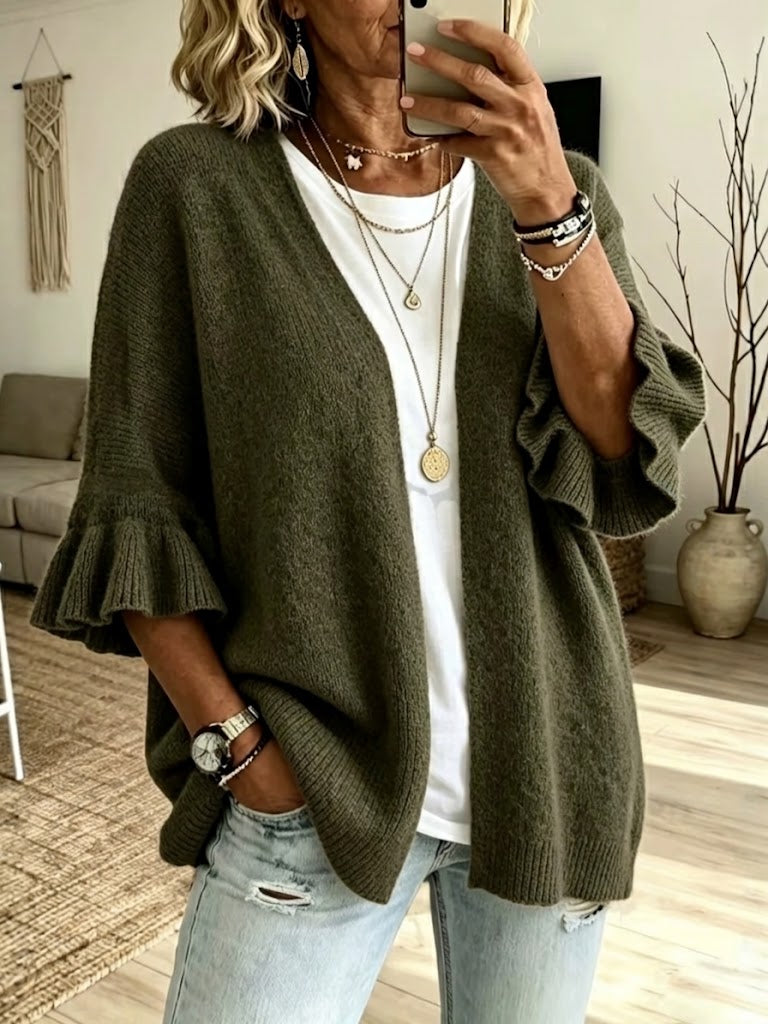 Samantha™ | Casual Knit Cardigan With Three-quarter Sleeves
