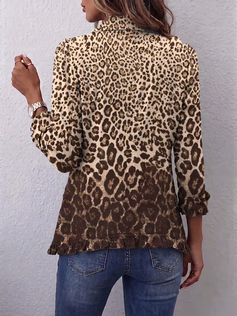 NAVARA Leopard Ruffle Jacket – view 2