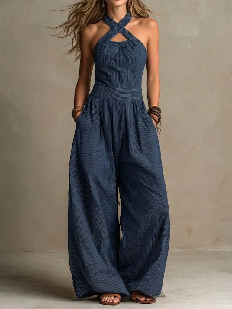Isabella | Long Fluid Jumpsuit with Halter Neck