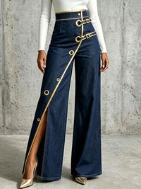 Abigail™ | Exquisite And Elegant Jeans With Gold Piping.