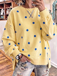 Olivia™ | Chic Sunshine Yellow & Blue Polka Dot Sweatshirt