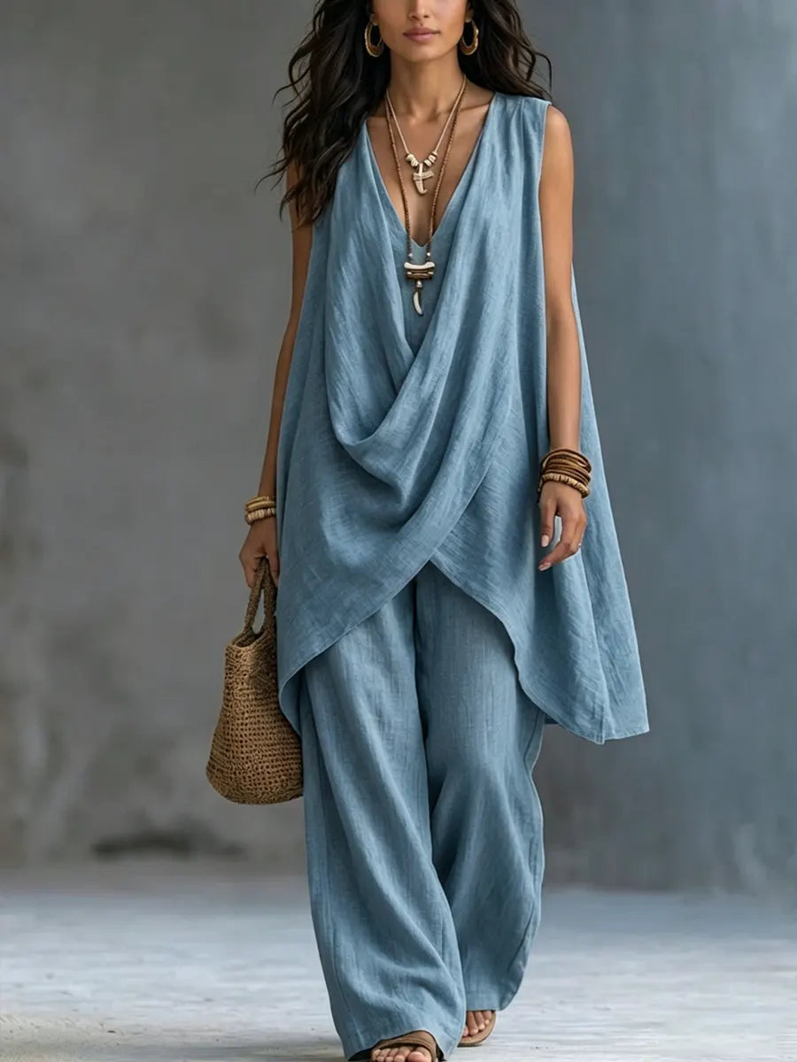 Ginevra | Draped Set with Wide Pants