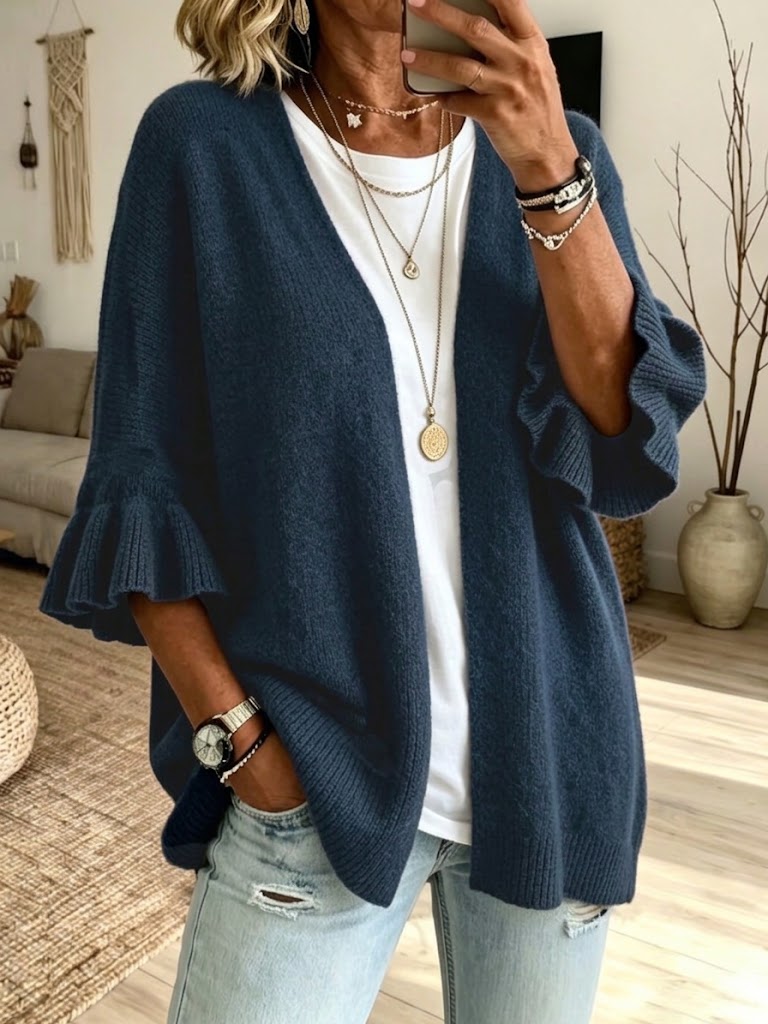 Samantha™ | Casual Knit Cardigan With Three-quarter Sleeves