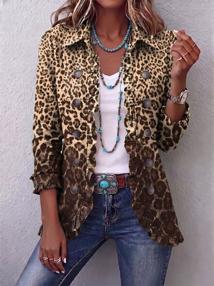 NAVARA Leopard Ruffle Jacket – Wells & Rose