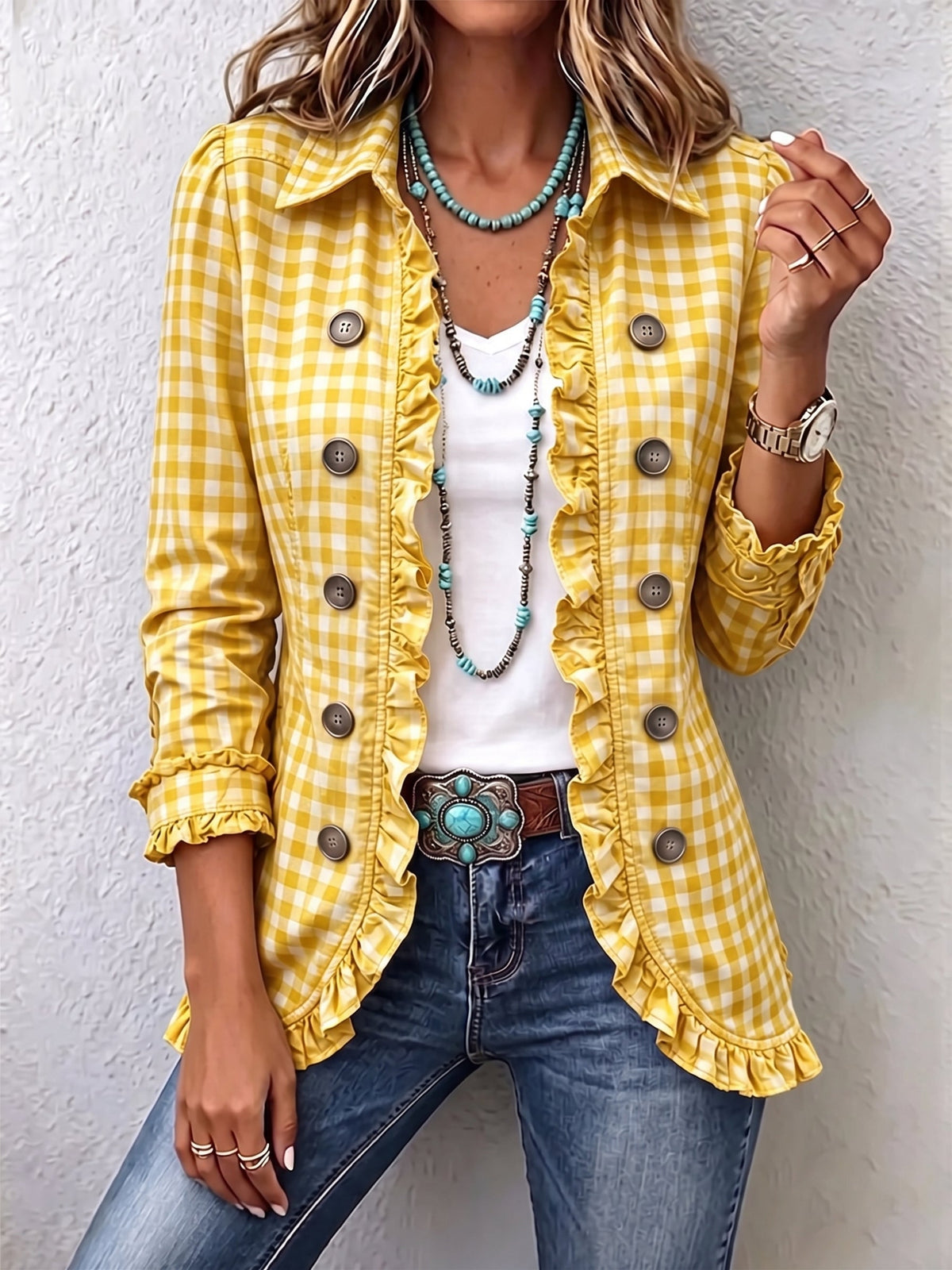 CHARLENE Gingham Ruffle Jacket – view 5