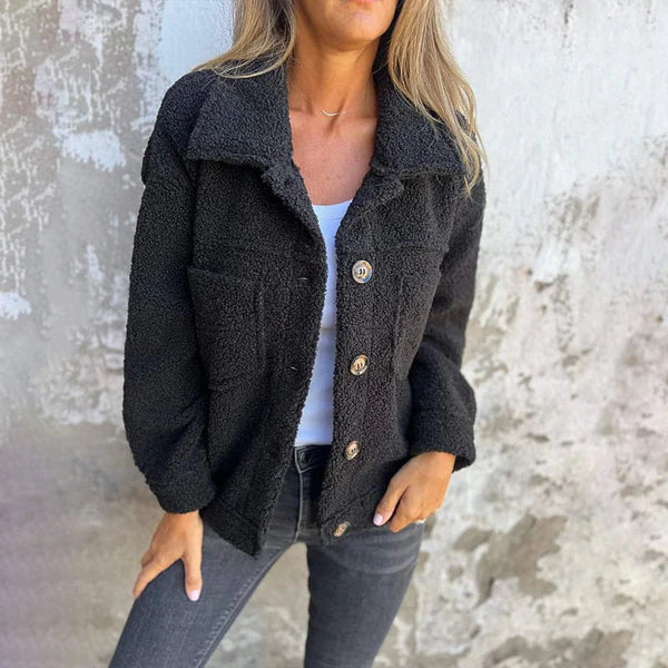 Thyra | Teddy Jacket with Buttons – Wells & Rose
