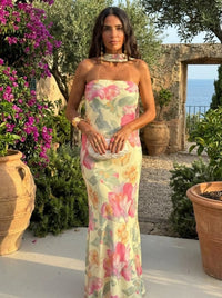 Ursula™ | Strapless Floral Watercolor Long Dress