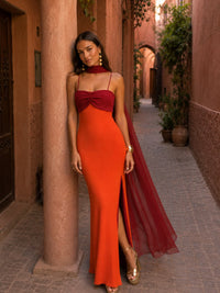 Sofia™ | Two-Tone Draped Long Dress