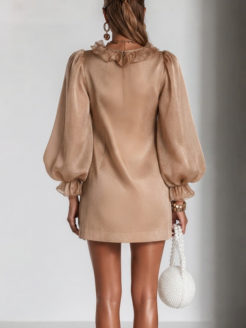 Guinevere | Ruffled Puff-Sleeve Shift Dress – Wells & Rose