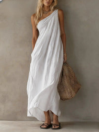Adriana Asymmetrical Maxi Linen Effect Dress