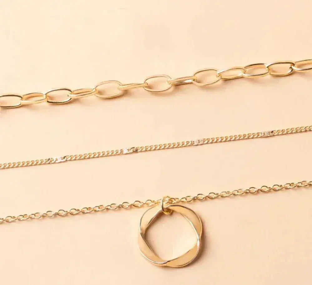 Trinidad - Classic Layered Gold Collar with Pendant