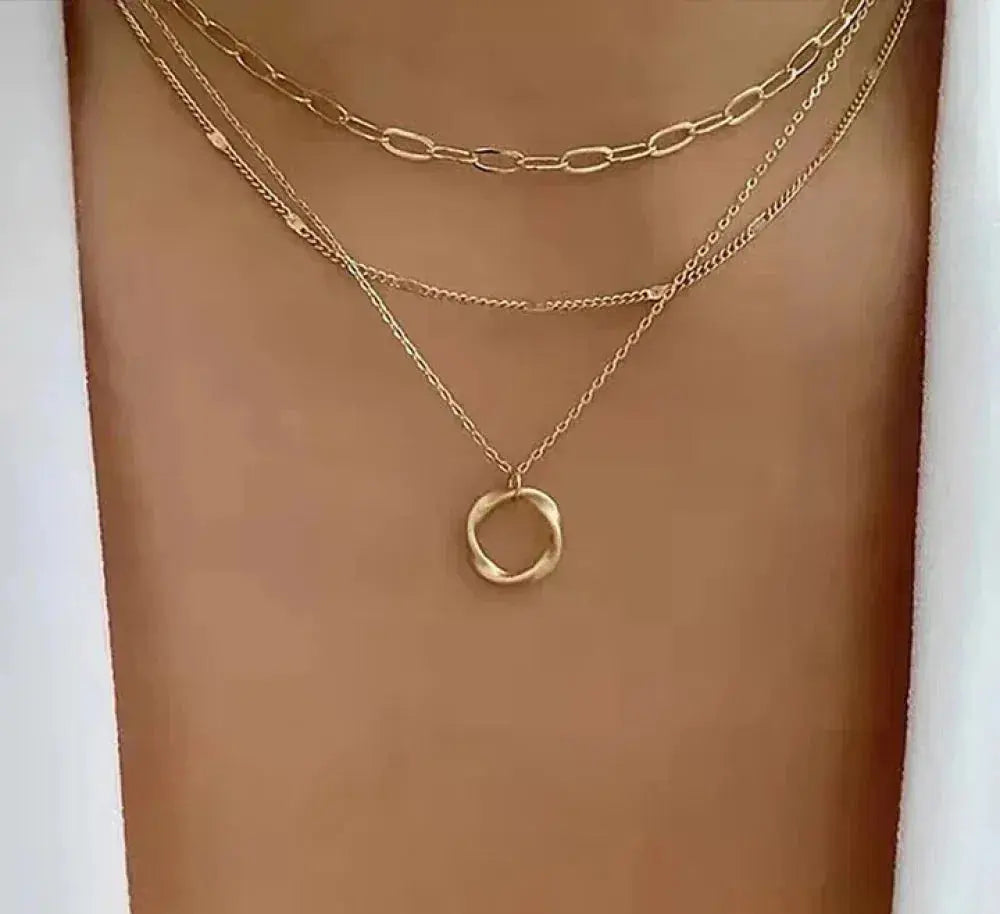 Trinidad - Classic Layered Gold Collar with Pendant