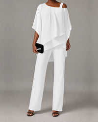 Yvette | One-Shoulder Draped Top & Wide-Leg Set