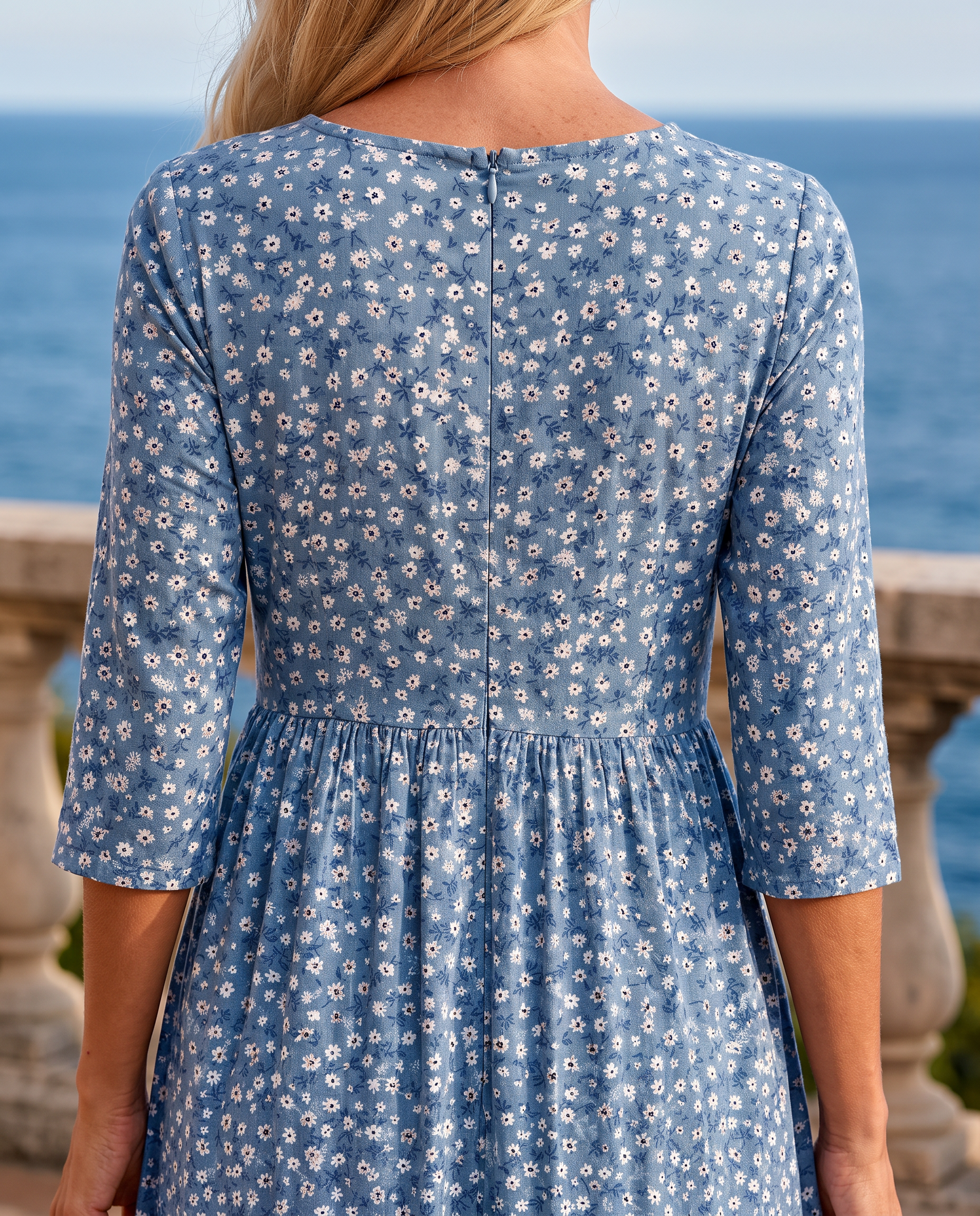 Blue Meadow Easy-Wear Floral Midi Dress