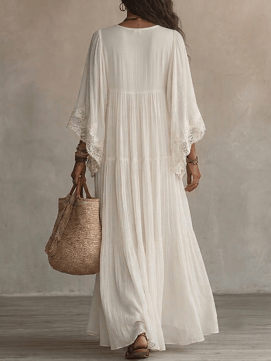 Clemence | V-Neck Batwing Maxi Dress – Wells & Rose