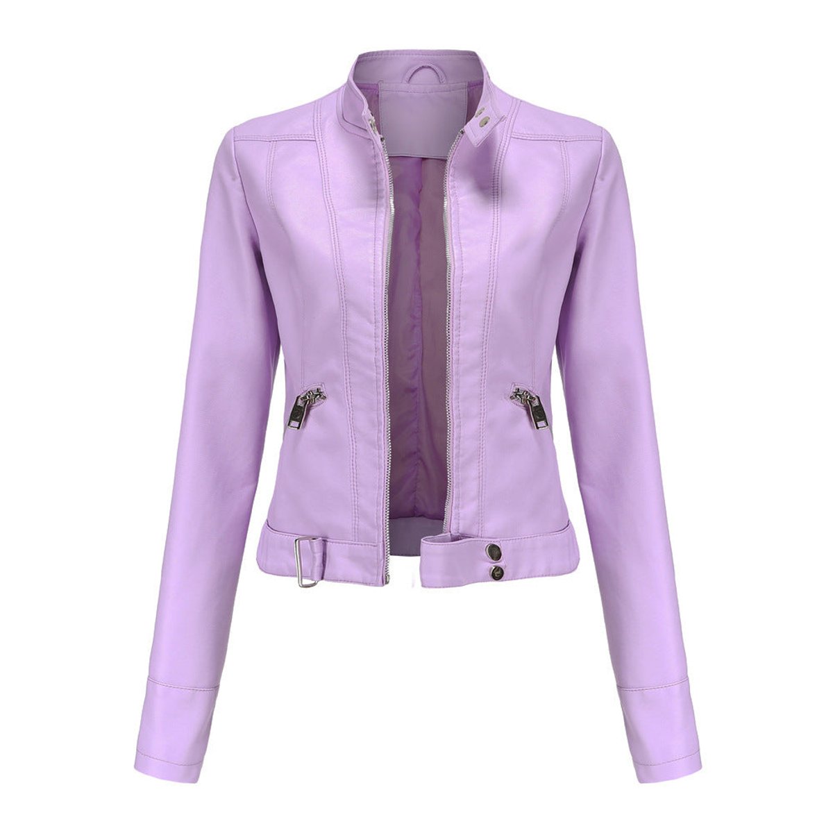 Luana | Short Biker Jacket with Mandarin Collar