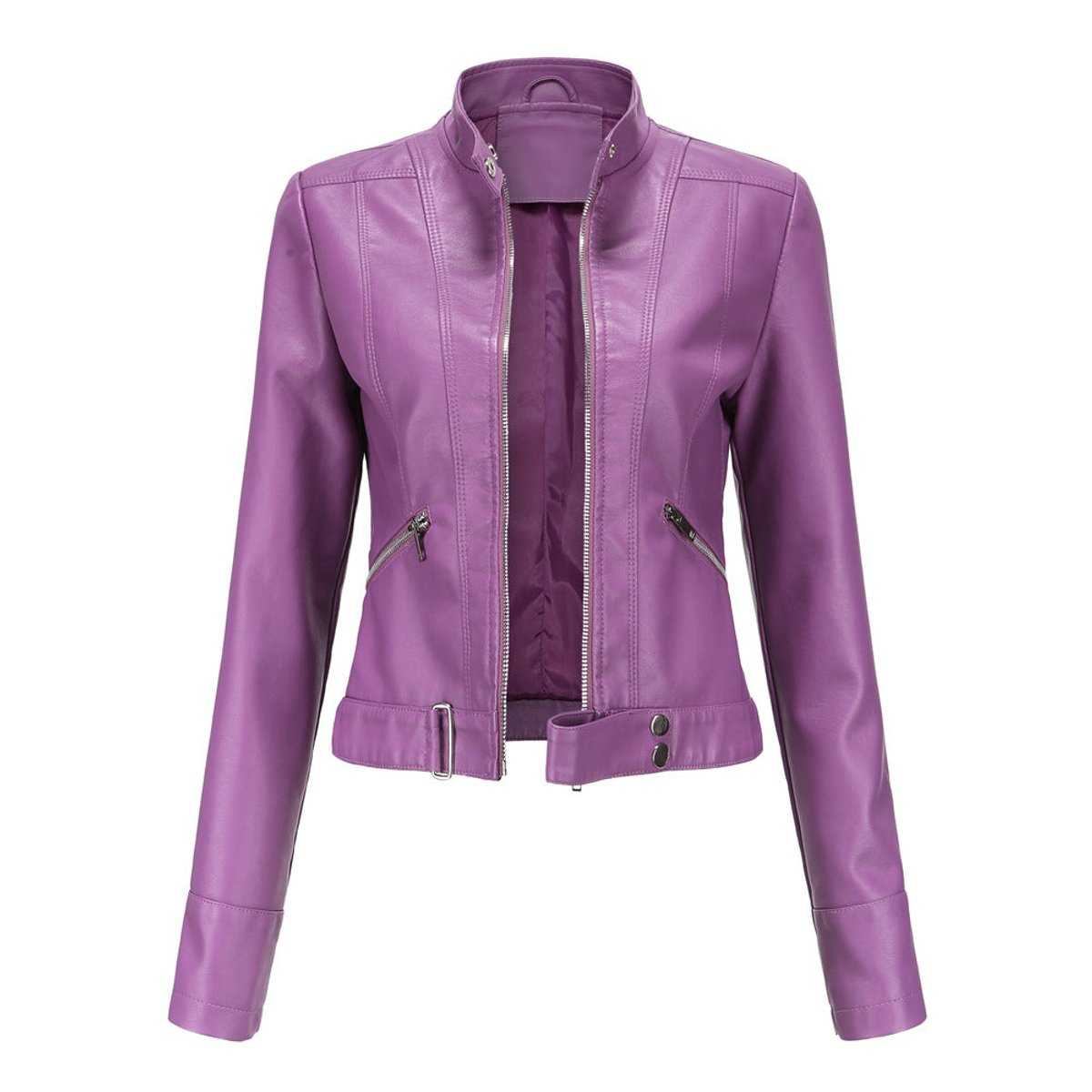 Luana | Short Biker Jacket with Mandarin Collar