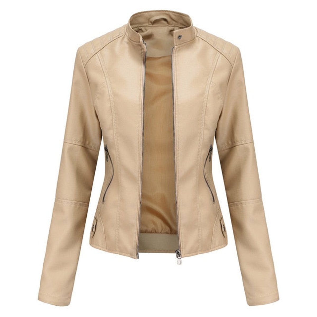 Romina | Refined Biker Jacket with Mandarin Collar