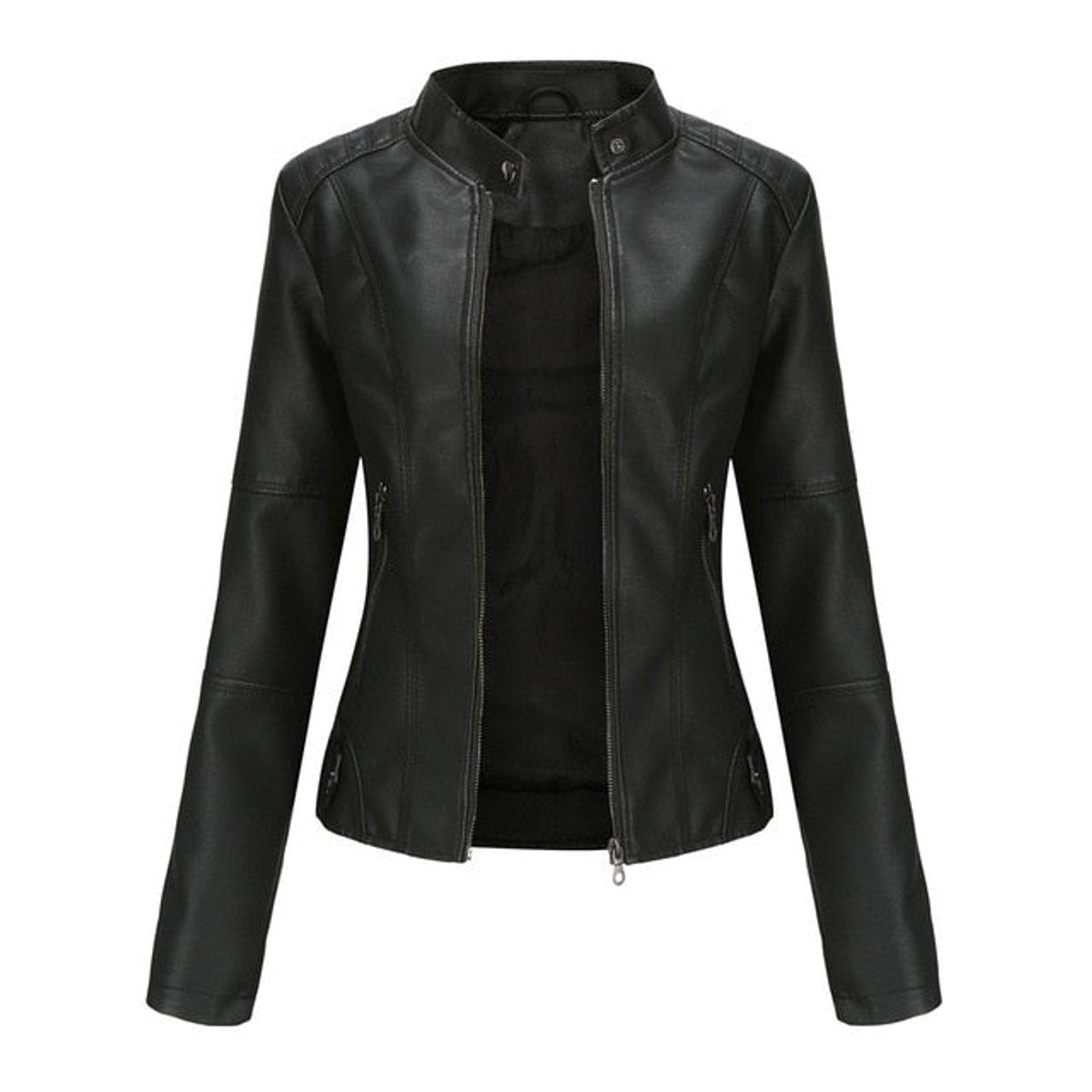 Romina | Refined Biker Jacket with Mandarin Collar