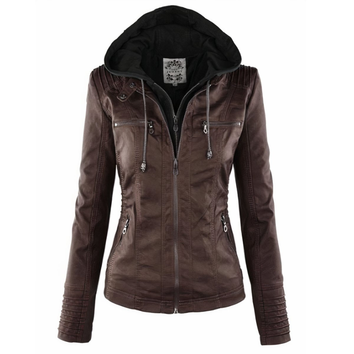 Cassia | Motorcycle Style Jacket with Removable Hood