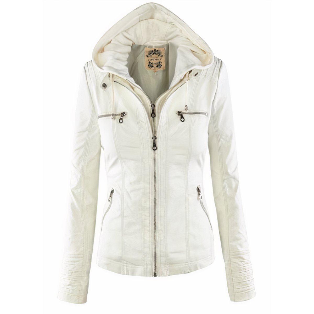 Cassia | Motorcycle Style Jacket with Removable Hood