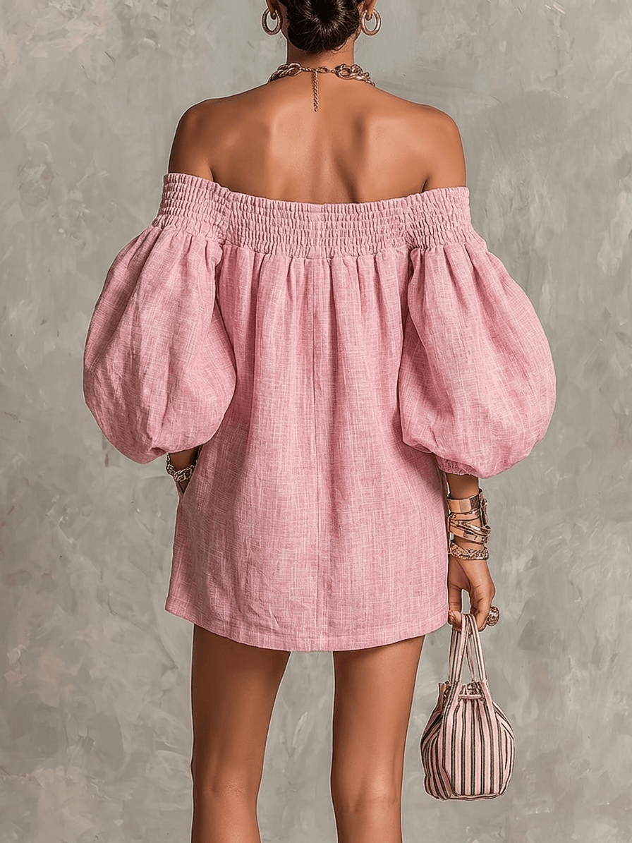 Franka | Off-Shoulder Mini Dress with Lantern Sleeves